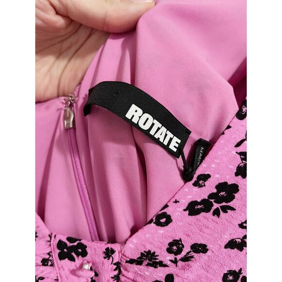 ROTATE NWT Fine Jacquard Floral Ruched Mini Dress in Pink Size 6 - Picture 14 of 16